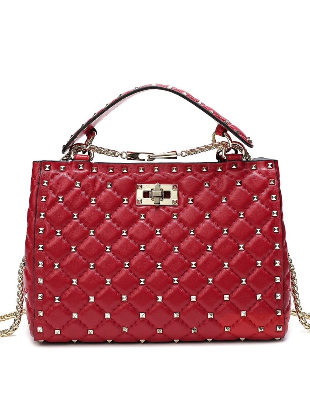 Tiffany & Fred Quilted & Studded Lambskin Leather Shoulder Bag